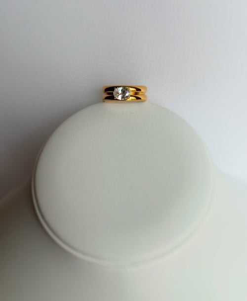 Gold Chunky Cubic Zirconia Ring