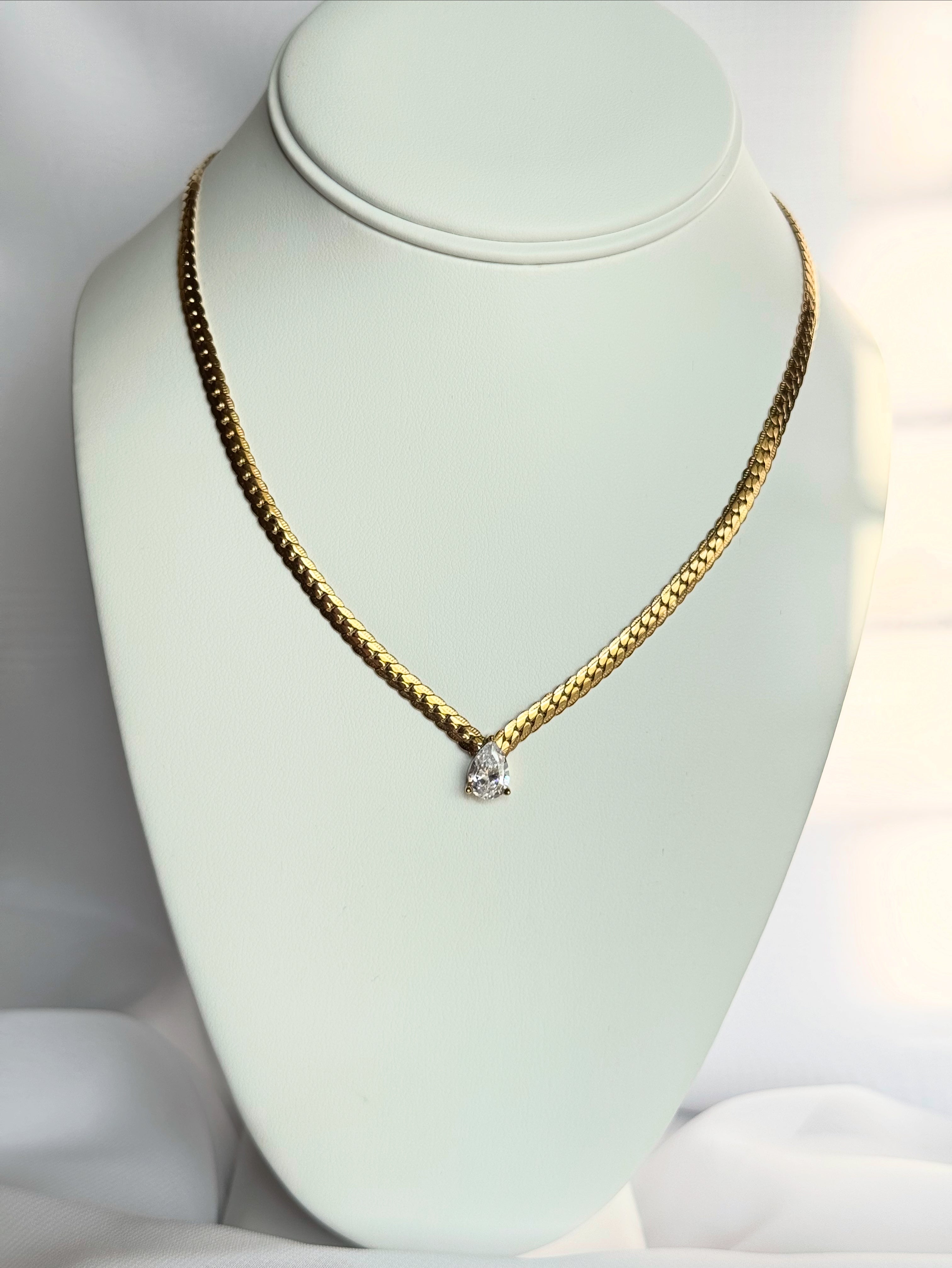 Gold Cubic Zirconia Statement Necklace