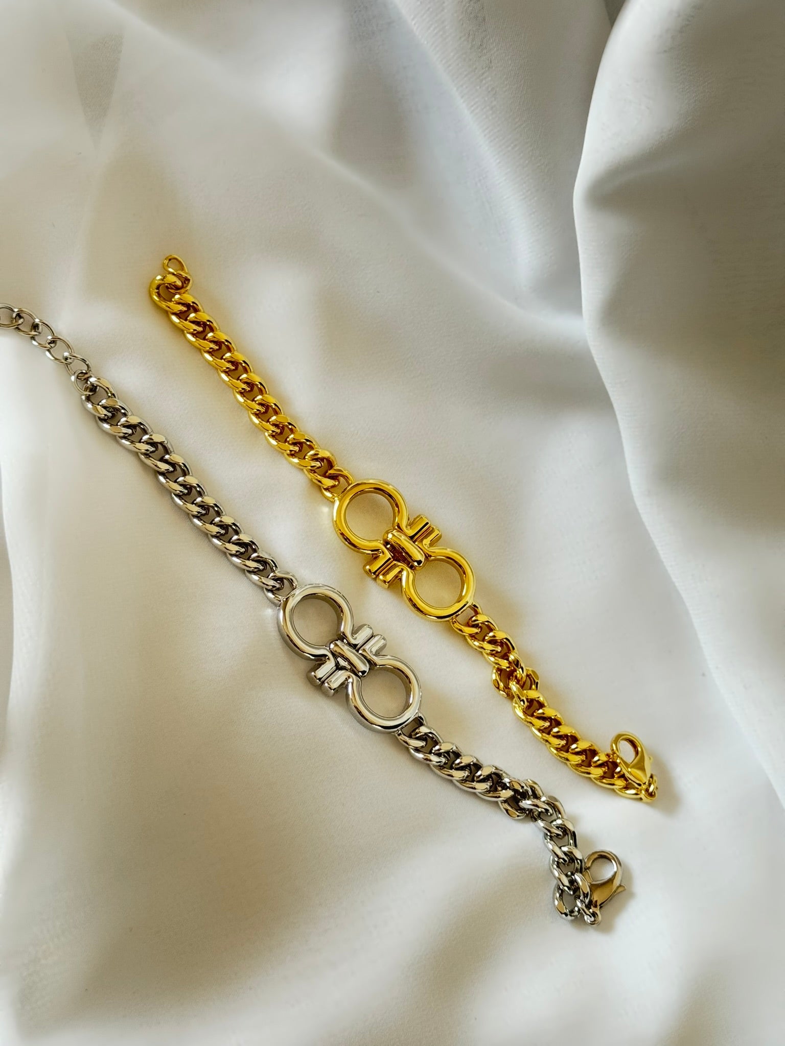 Silver and Gold Horsebit Chunky Bracelets- Price For One