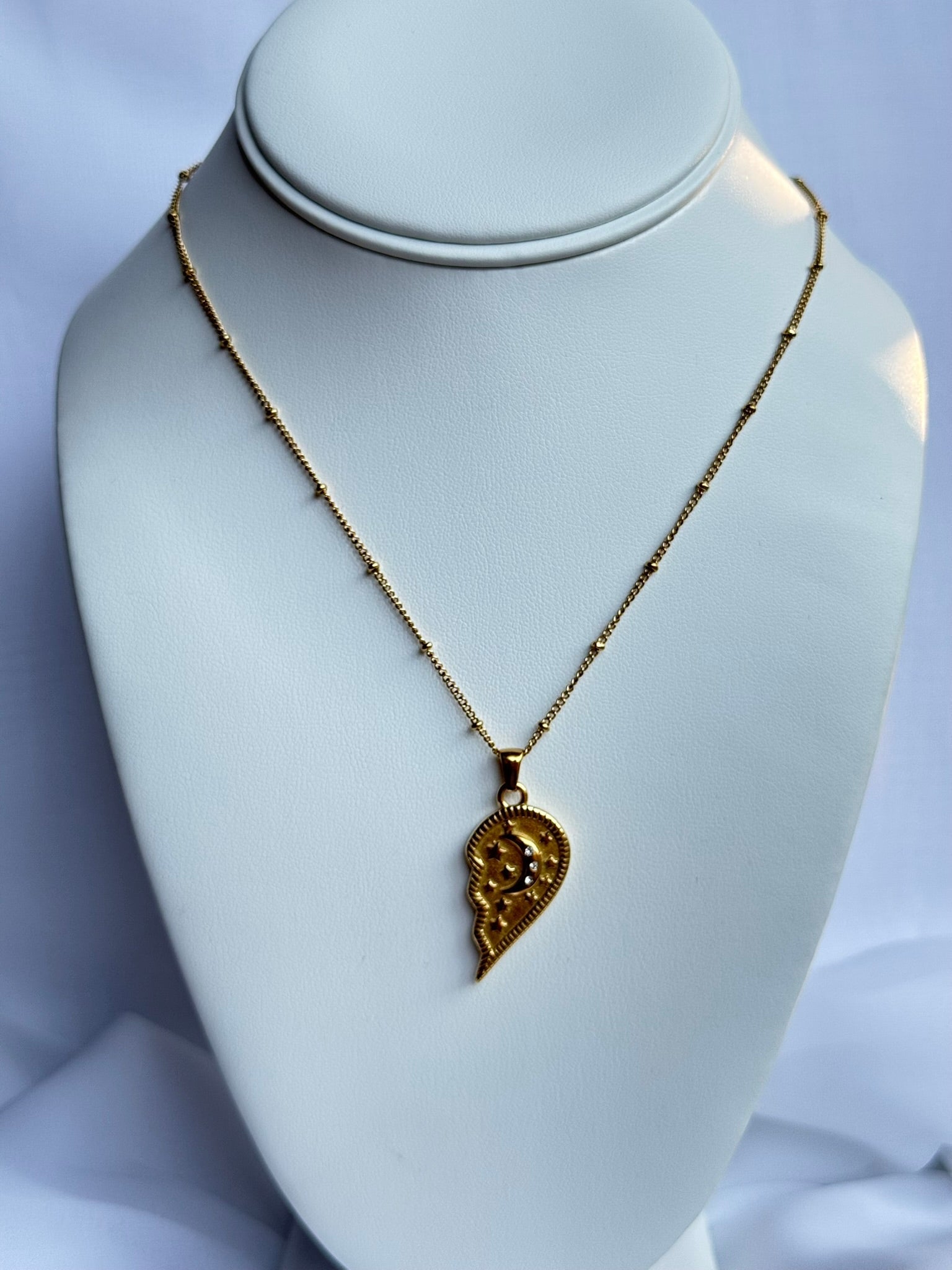 Gold Half Heart Pendant Necklace