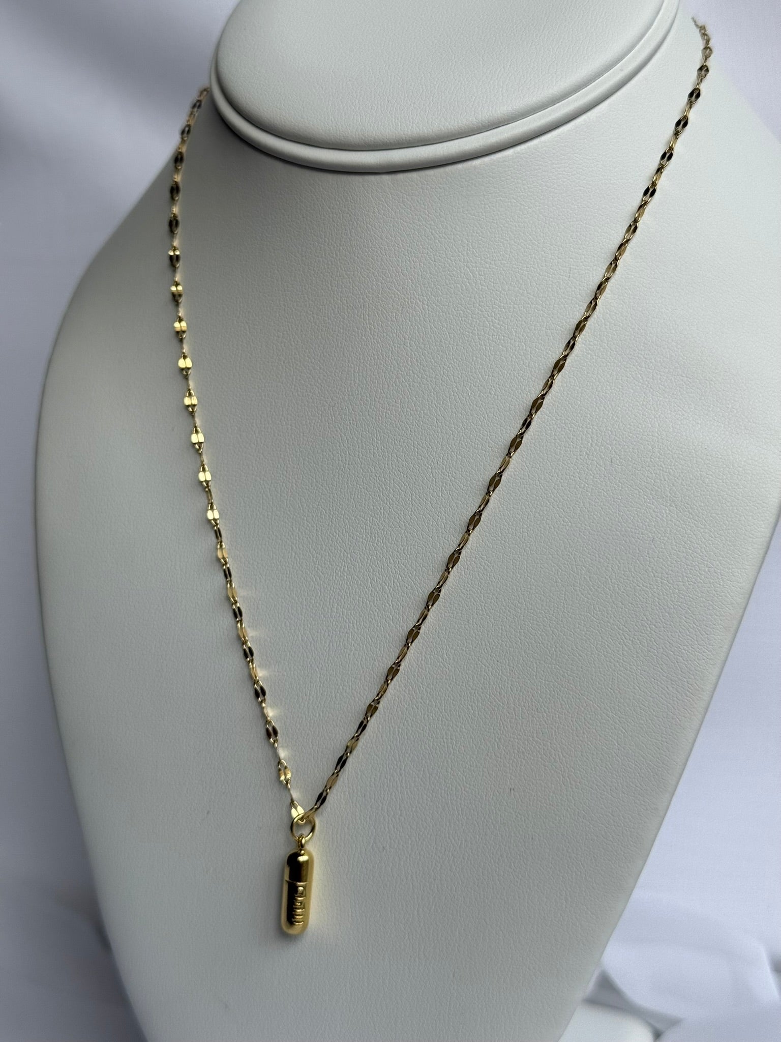 Dainty Gold "Chill Pill" Pendant Necklace