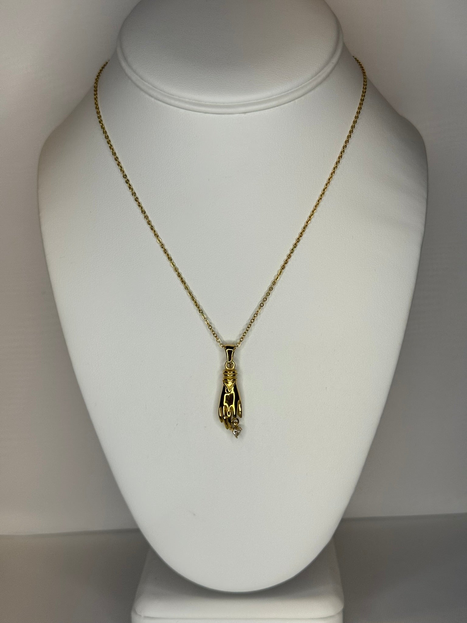 Gold Hand Pendant Necklace