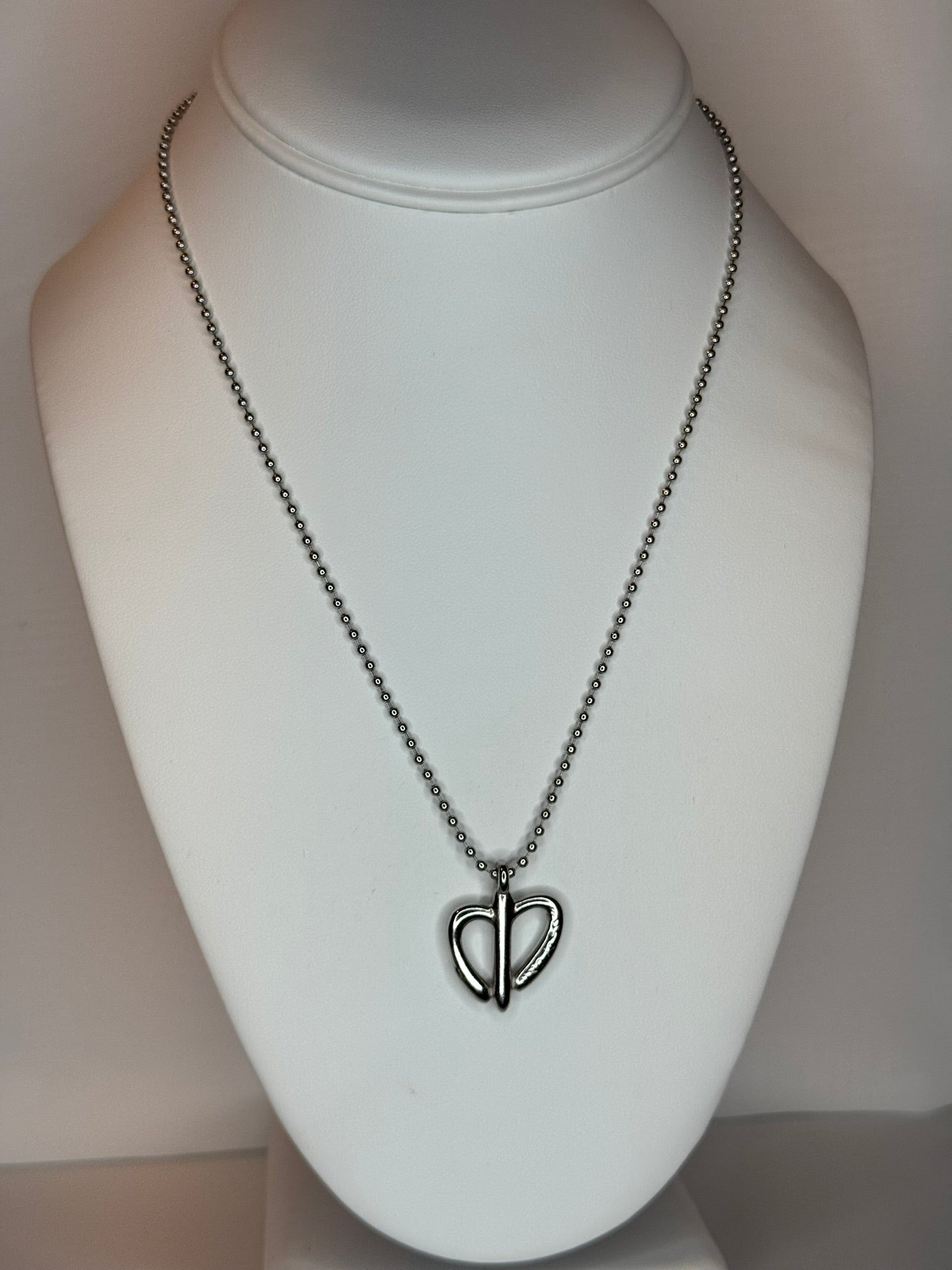 Silver UNO de 50 Heart Charm Necklace