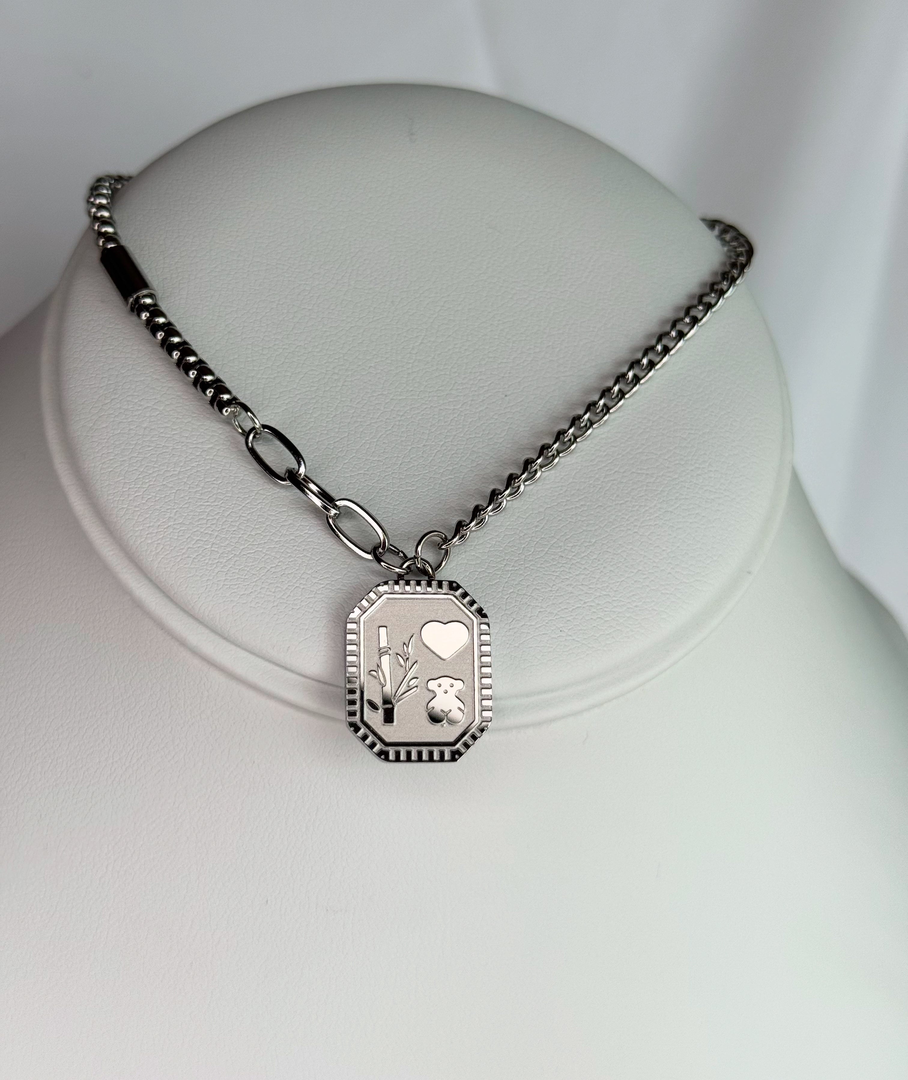 Silver Bear Pendant Charm Bracelet