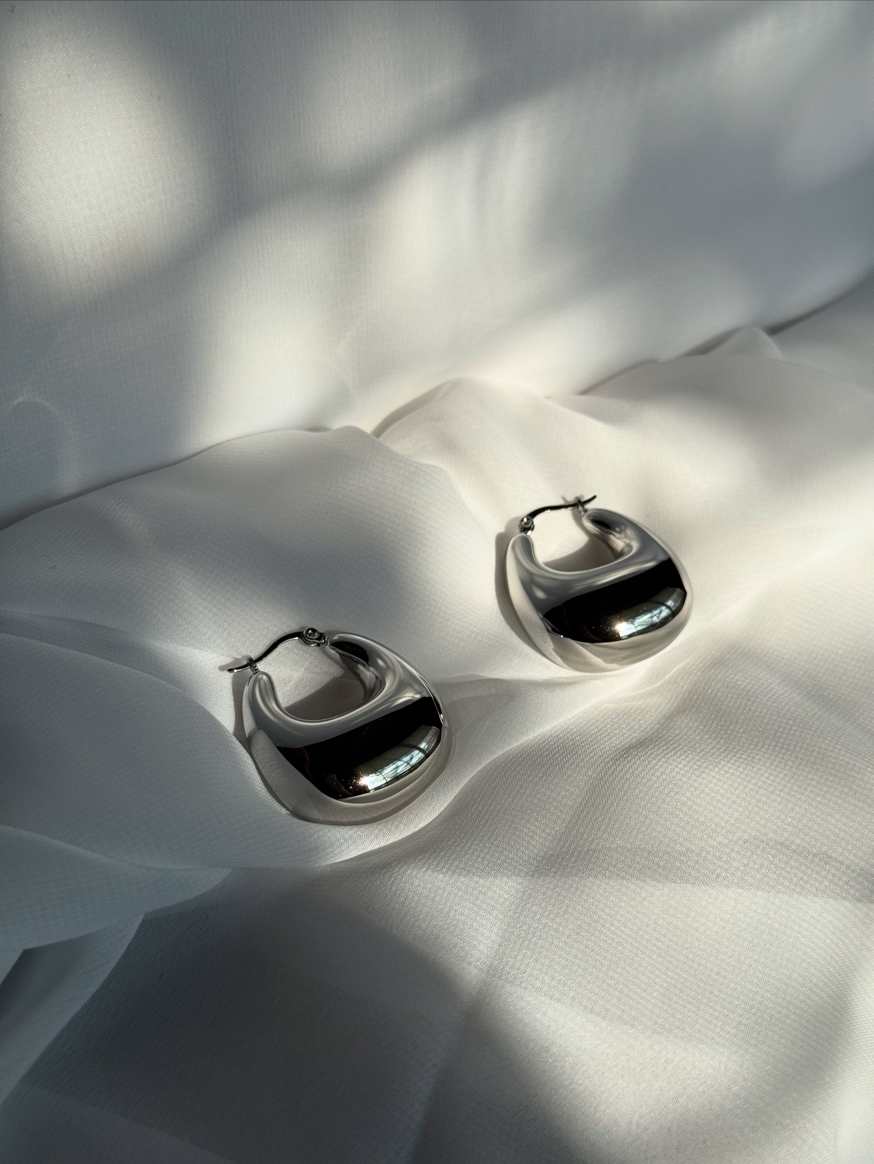 Silver Chunky Hoop Earrings